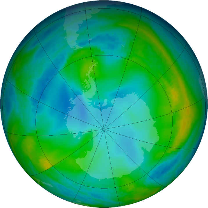 Antarctic ozone map for 10 June 1991